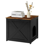 DWANTON Cat Litter Box Furniture Hidden, Cat Litter Box Enclosure, Reversible Entrance Can Be on Left or Right Side, Indoor Cabinet, Wooden Washroom, Nightstand, Black and Rustic Brown, 23.6" L Dwanton