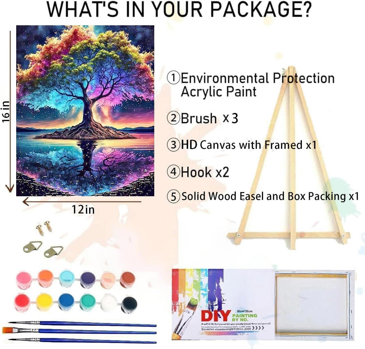 Tree of Life Paint by Numbers Kit for Adults Beginner with Wooden Framed,Adult Paint by Number Kits On Canvas,Adults' Paint-by-Number Kits DIY Oil Painting Kits for Gift Home Wall Decor 12x16 Inch MIRCVSH