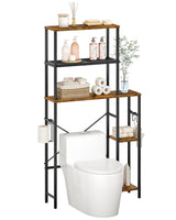 CHOEZON Over The Toilet Storage, 6-Tier Bathroom Organizer Shelf, Over-Toilet Storage Cabinet with Toilet Paper Hook, Space Saving, for Bathroom, Laundry, Entryway, Rustic Brown and Black TTS02BF CHOEZON