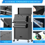 Granper High Capacity 8-Drawer Tool Chest, Tool Box with Wheels, Movable Rolling Tool Chest, Tool Chest with Wheels, Heavy Duty Tool Cabinet for Workshop, Garage and Repair Room(Cool Black) Granper