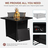 Ophelian 8 Pieces Outdoor Sectional Furniture, Rattan Wicker Patio Sofa Couch with 28in Gas Fire Pit Table,Conversation Sets for Backyard,Garden, Deck, (Coffee/Beige) Ophelian