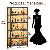 JOIHGA 5 Tier Display Cabinet with Acrylic Glass Doors, 68" Curio Display Cabinet with Adjustable Shelves, Large Capacity Storage Cabinet Collectibles Toy Organizers Rack & Display Shelf for Playroom JOIHGA