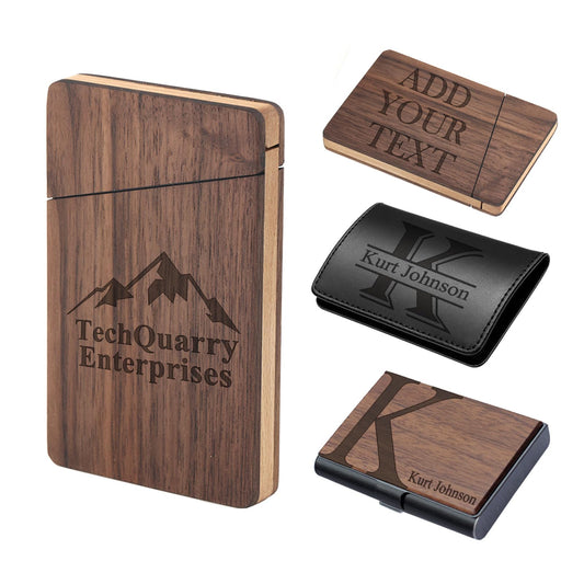 ubmpj Personalized Business Card Holder in Wooden Custom Engraved Business Card Holder for Men and Women - Durable and Multipurpose Business Gift - WoodArtSupply