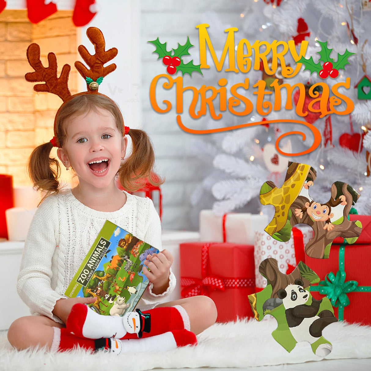 Jumbo Floor Puzzle for Kids, Large Jigsaw Puzzles 35 Piece for Kids Ages 3-5,Preschool Learning & Education Toys, Gifts for 4-8 Year Old Boys and Girls (Grassland Animal) paperstory