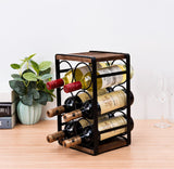 SODUKU Rustic Wood Countertop Wine Rack 6 Bottles No Need Assembly Brown SODUKU