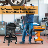 RCIACRHT Rolling Garage Shop Seat,Garage Stool with Wheels,Heavy Duty Mechanic Stool 350 Lbs Capacity Storage with Tool Tray,Lockable 360°Wheels,Adjustable Heigh Workshop Stool RCIACRHT