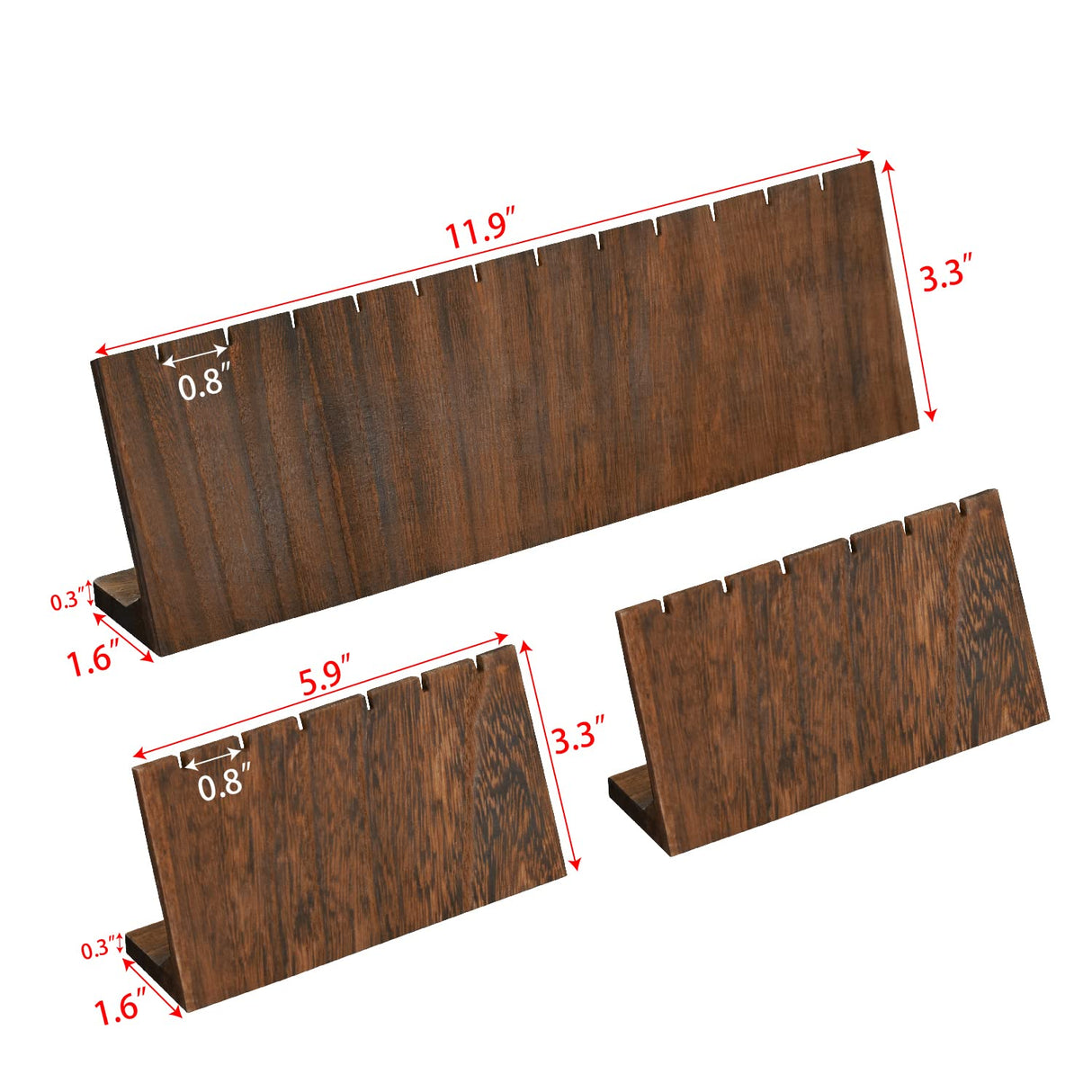 MOOCA Stunning 3-Piece Wooden Jewelry Display Stand Set - Versatile Earring and Pendant Organizer | Elegant Jewelry Stand, Rack, and Holder for Earrings | Holds up to 12 Pairs, Brown Color MOOCA