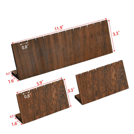MOOCA Stunning 3-Piece Wooden Jewelry Display Stand Set - Versatile Earring and Pendant Organizer | Elegant Jewelry Stand, Rack, and Holder for Earrings | Holds up to 12 Pairs, Brown Color MOOCA