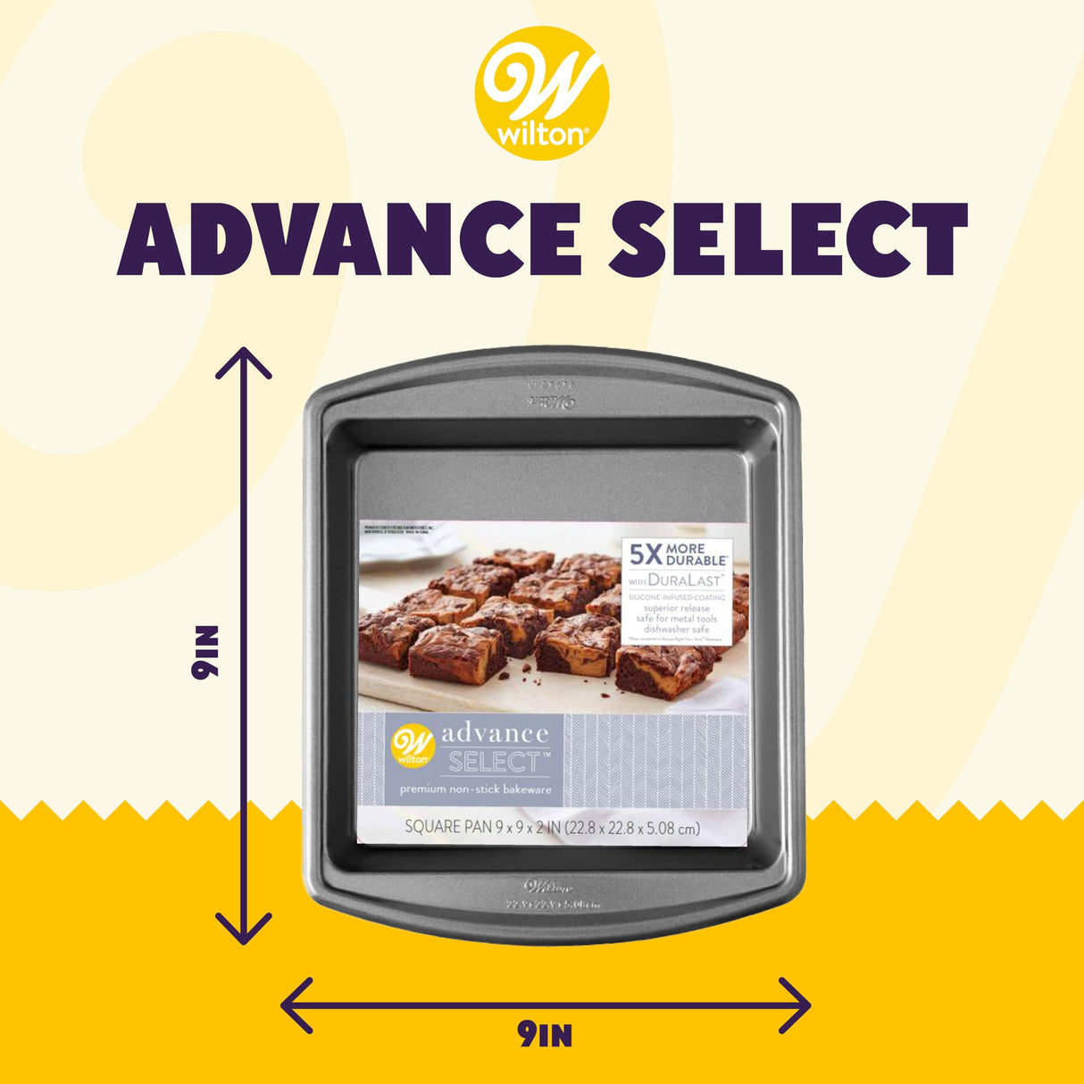 Wilton Advance Select Premium Non-Stick Square Cake Pan, Steel, Silver, 9 x 9-Inch Wilton