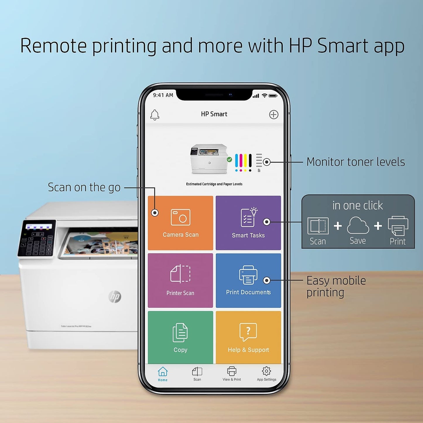 HP Color LaserJet Pro M182nw Wireless All-in-One Laser Printer, Remote Mobile Print, Scan & Copy, Works with Alexa (7KW55A), White