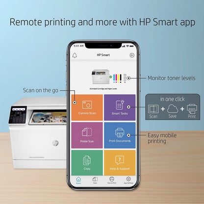 HP Color LaserJet Pro M182nw Wireless All-in-One Laser Printer, Remote Mobile Print, Scan & Copy, Works with Alexa (7KW55A), White