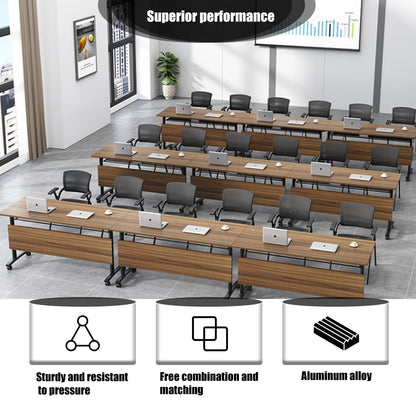 Folding Conference Table,Modern Mobile Meeting Table with Silent Wheels,Large Conference Room Tables,Flip Top Mobile Training Table for Office,Meeting Room,Classroom (8pack 70.8 * 21.6 * 29.5 - WoodArtSupply