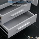 eclife 72" Modern Bathroom Vanity Sink Combo Gray W/Small Side Cabinets White Rectangle Ceramic Vessel Sink & Water Save Faucet & Pop Up Drain (2T03) eclife