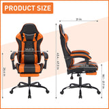 Gaming Chair with Footrest and Massage Lumbar Support, Ergonomic Computer Chair Height Adjustable with Swivel Seat and Headrest, Video Game Chair Swivel Computer Recliner for Adults NIONIK