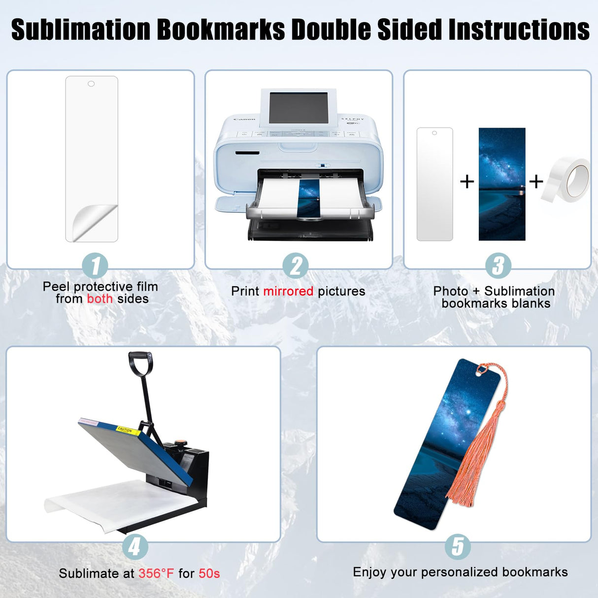 50 Pcs Sublimation Bookmarks Double Sided, 6" x 1.5" Sublimation Bookmark Blank Bulk Plastic Sublimation Blanks DIY Bookmarks with Hole and Colorful Tassels for Crafts Gift (Ultra Thin Plastic) ToBeAce