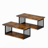 Floating Nightstand Set of 2, 2-Tier Floating Shelves Wall Mounted,Floating Bedside Table Wall Shelf,Display Wall Shelves for Bedroom,Living Room, Bathroom, Kitchen,Rustic Brown YUJSBHJAN