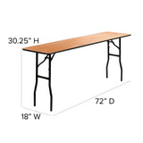 EMMA + OLIVER 6-Foot Rectangular Wood Folding Training / Seminar Table with Clear Coated Top EMMA + OLIVER