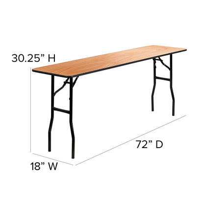 EMMA + OLIVER 6-Foot Rectangular Wood Folding Training / Seminar Table with Clear Coated Top - WoodArtSupply