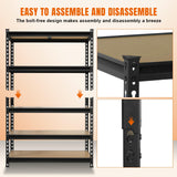 BIG RED Storage Shelving Unit, 5-Tier Adjustable, Heavy Duty Metal Garage Shelves/Utility Rack for Kitchen, Pantry, Basement, Bathroom, Laundry - 2,000 lbs Capacity, Black, 72" H x 48" W x 18" D BIG RED