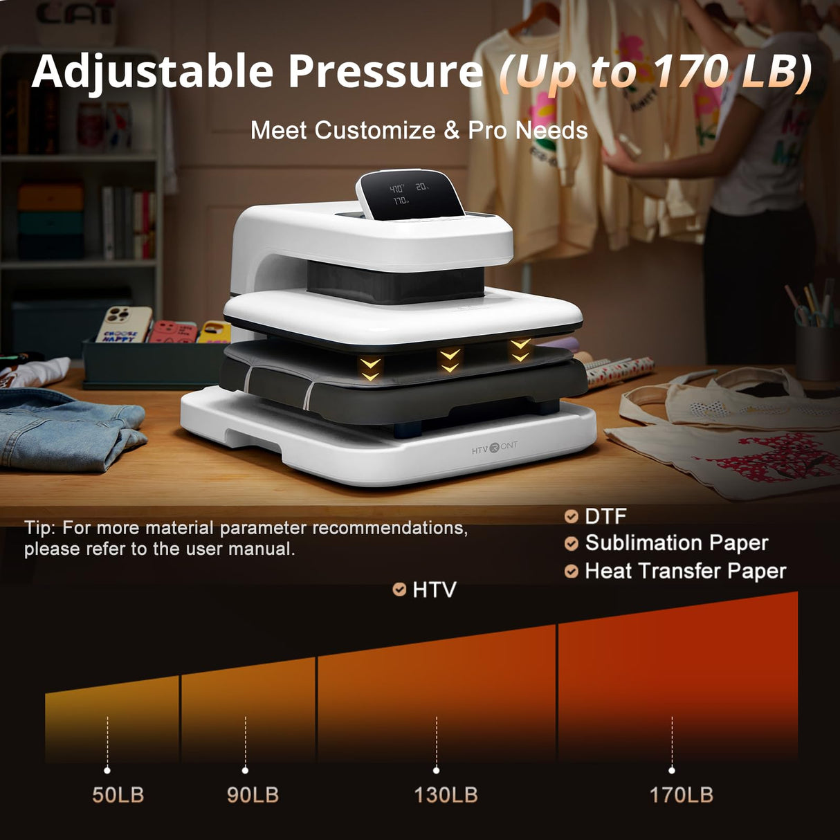 HTVRONT Auto Heat Press 2 - Heat Press Machine for T Shirts with Adjustable Pressure & Higher Heating Height, Heats Up Fast and Evenly Heat Press 15x15 for HTV, Sublimation, Heat Press Projects HTVRONT