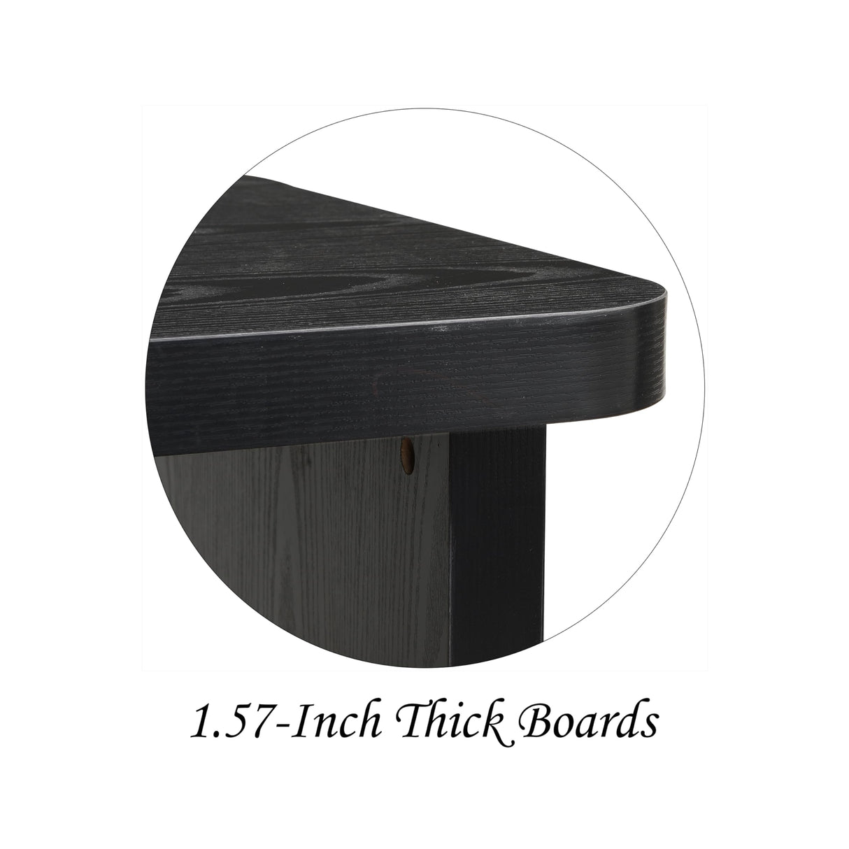 FIVEGIVEN Black Modern Coffee Table - Modular L Shaped Convertible to Square/Rectangle, 47.2 Inch Wooden Coffee Table with Rounded Corners & Adjustable Feet FIVEGIVEN
