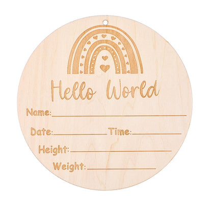 Newborn Announcement Sign, Newborn Name Sign, Double-Sided Wooden Baby Name Sign for Baby Hand and Footprints, Baby Announcement Sign for New Baby - WoodArtSupply