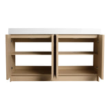 Calieton 60 Inch Freestanding Vanity, 60" Bathroom Vanity with Sink, Double Sink Floor Stand Vanity Combo, Modern Brown Bathroom Vanity Set with 4 Doors and White Basin Sink Calieton