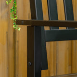 Outsunny 43 Gallon Outdoor Wooden Storage Bench with Backrest and Armrests, Black Star Motif Outsunny