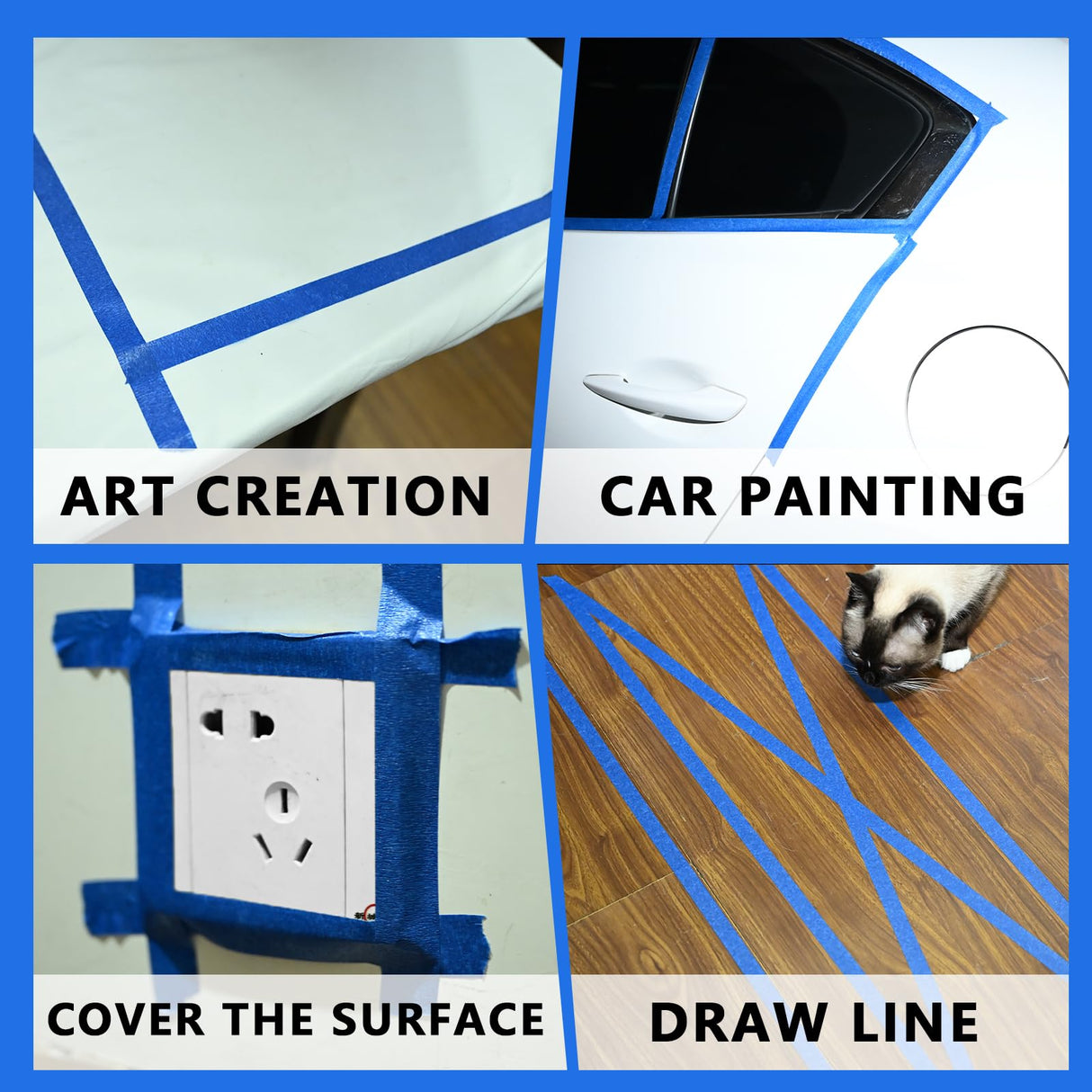 SWRT 2 Inch x 55 Yards x 12 Rolls (660 Total Yards) Premium Blue Painters Tape - Masking Tape, Paint Tape, Multi-Surface Blue Tape for Painting, No Residue, Easy Removal, Decorating, Trim, Crafts SWRT