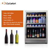 Ca'Lefort 24 Inch Beverage Refrigerator, 180 Can 34°F -54°F Beverage Fridge, Drink Fridge with Glass Door 3 LED Drink Fridge Built in or Freestanding, Perfect for Home/Kitchen(5.65 cu.ft) Ca'Lefort