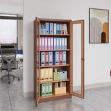 Anxxsu Display Cabinet with Glass Doors, Display Case Cabinet for Collectibles, Curio Display Cabinet with 4 Adjustable Shelves, 71" Glass Display Cabinet for Home Living Room (Wood Color) Anxxsu