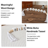 Blessed Letter Block Wood Bead Garland with Tassels, Farmhouse Decorative Beads, Modern Wooden Beads Garland for Tabletop, Tiered Tray, Mantel, Blessed Decor HEYTUYA