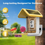 Viubird Bird Feeder with Camera: Solar Powered Smart Bird Camera Feeder 2K Live Feed for Backyard - AI Identify Auto Capture Videos, Gifts for Birdlovers Mom Dad, 2.4GHz WiFi VIUBIRD