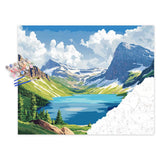 Glacier National Park Paint by Number, Grinnell Lake Paint by Numbers for Adults, Mountains Canvas Wall Art, Glacier Poster Home Wall Decor - Snow Mountain Landscape(16x20inch, No Frame) Artbrush Tower