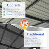 SUNSITT 10'x 14' Gazebo, Outdoor Lean to Gazebo Pergola w/Drainage Holes, Wall-Mounted Gazebo with Hard Top Metal Awnings for Patio Backyard Deck, Dark Grey SUNSITT