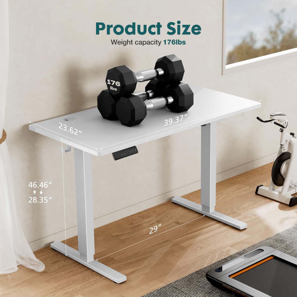 SMUG Standing Desk, Adjustable Height Electric Sit Stand Up Down Computer Table, 40x24 Inch Ergonomic Rising Desks for Work Office Home, Modern Lift Motorized Gaming Desktop Workstation, White SMUG