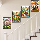 Axquilon 4 Pack Animal Diamond Art Kits for Adults- Cute Animals Diamond Painting Kits for Beginners, 5D DIY Round Full Drill Fox Gem Art for Adults, Paint by Diamonds 9.8x13.7inch Axquilon