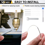 26pcs MK8 Nozzles Multi Size, 3D Printer Brass Hotend Nozzles 0.2mm/0.3mm/0.4mm/0.5mm/0.6mm/0.8mm/1.0mm with DIY Tools Compatible with Neptune 3 Series and More Slother