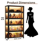 JOIHGA 5 Tier Curio Display Cabinet with Acrylic Glass Door, Large Capacity Storage Cabinet Collectibles Toy Organizers Rack & Display Shelf, Kids Bookshelf and Bookcase for Playroom, Bedroom JOIHGA