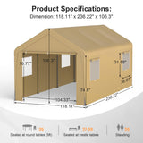 Morngardo Carport 10'x20' Heavy Duty Car Canopy Portable Garage with Roll-up Windows, Removable Sidewalls & Doors for Truck Boat Car Port, Party, Storage (Beige) Morngardo