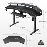 EUREKA ERGONOMIC Gaming Desk, Standing Desk Keyboard Tray, 72" Wing Shaped Music Studio Desk Electric Adjustable Height Desk Sit Stand Desk with LED Shelves, Gaming Recording Live Stream, Slot Design EUREKA ERGONOMIC
