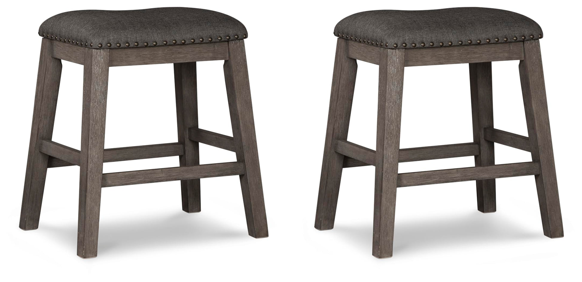 Signature Design by Ashley Caitbrook Rustic 24.4" Counter Height Upholstered Barstool, 2 Count, Gray - WoodArtSupply