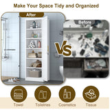 pozdeg 67" Metal Storage Cabinet with Lock, Tall Narrow Office File Cabinets with 5 Adjustable Shelves, Metal Steel Locker for Home, School, Office, Garage or Gym (White) pozdeg