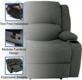 RecPro Charles Powered Double Recliner Sofa & Loveseat | Wall Hugger RV Furniture | Cloth (Fossil, 64") RecPro