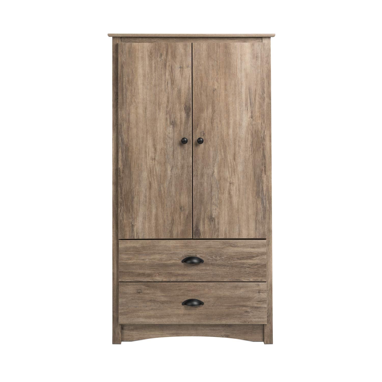 Prepac Salt Spring Rustic Wardrobe Closet with Drawers and 2 Doors, Farmhouse Armoire Portable Closet 22" D x 31.5" W x 58.75" H, Drifted Gray, DDC-3359-K - WoodArtSupply