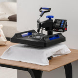 VEVOR 5 in 1 Heat Press Machine, Heat Transfer Machine with 30 oz Tumbler Press, 15 x 15 inch, 360° Swing Away T-Shirt Pressing, Fast Even Heating, for T-Shirts/Mugs/Plates/Hats, Black+Blue VEVOR