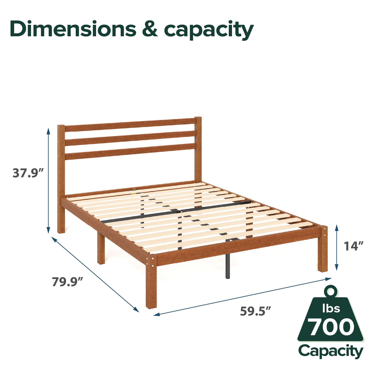 ZINUS Leah Bamboo Platform Bed Frame with Headboard, No Box Spring Needed, Wood Slat Support, Easy Assembly, Queen ZINUS