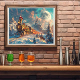 LAENAKR Santa Claus Paint by Number Christmas, Christmas Train Paint by Numbers Kit for Adults, Snow Tree Deer Adult Paint by Number Kits for Home Decor 16x20inch, Unframed LAENAKR