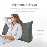 WOWMAX Large Bolster Triangular Positioning Support Reading Backrest Wedge Pillow for Headboard for Day Bed Bunk Bed with Removable Cover No Button Grey Queen WOWMAX