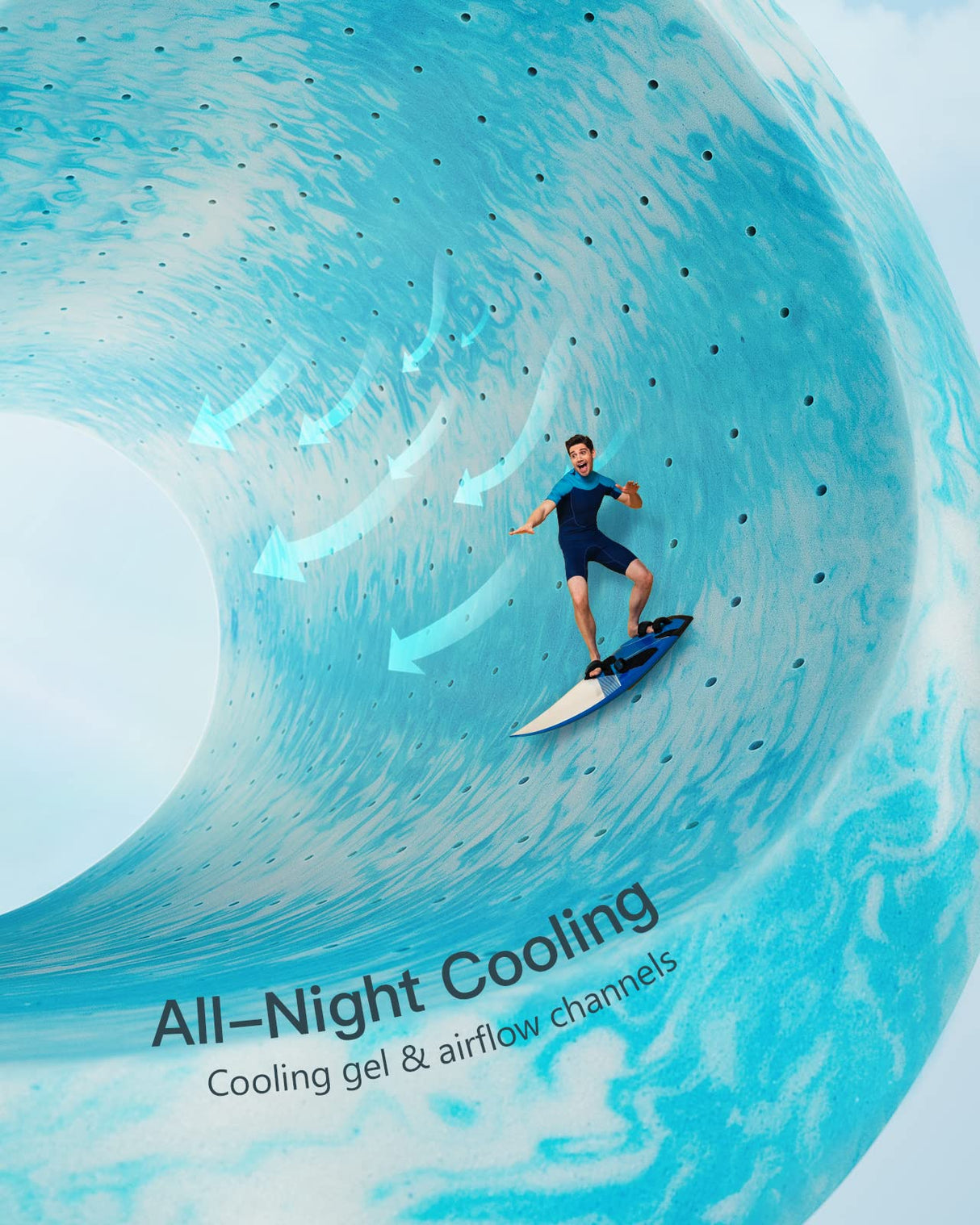 PERLECARE 3 Inch King Memory Foam Mattress Topper, Cooling Gel Infused Mattress Pad, Ventilated Bed Topper for Pressure Relief, CertiPUR-US Certified, Blue PERLECARE